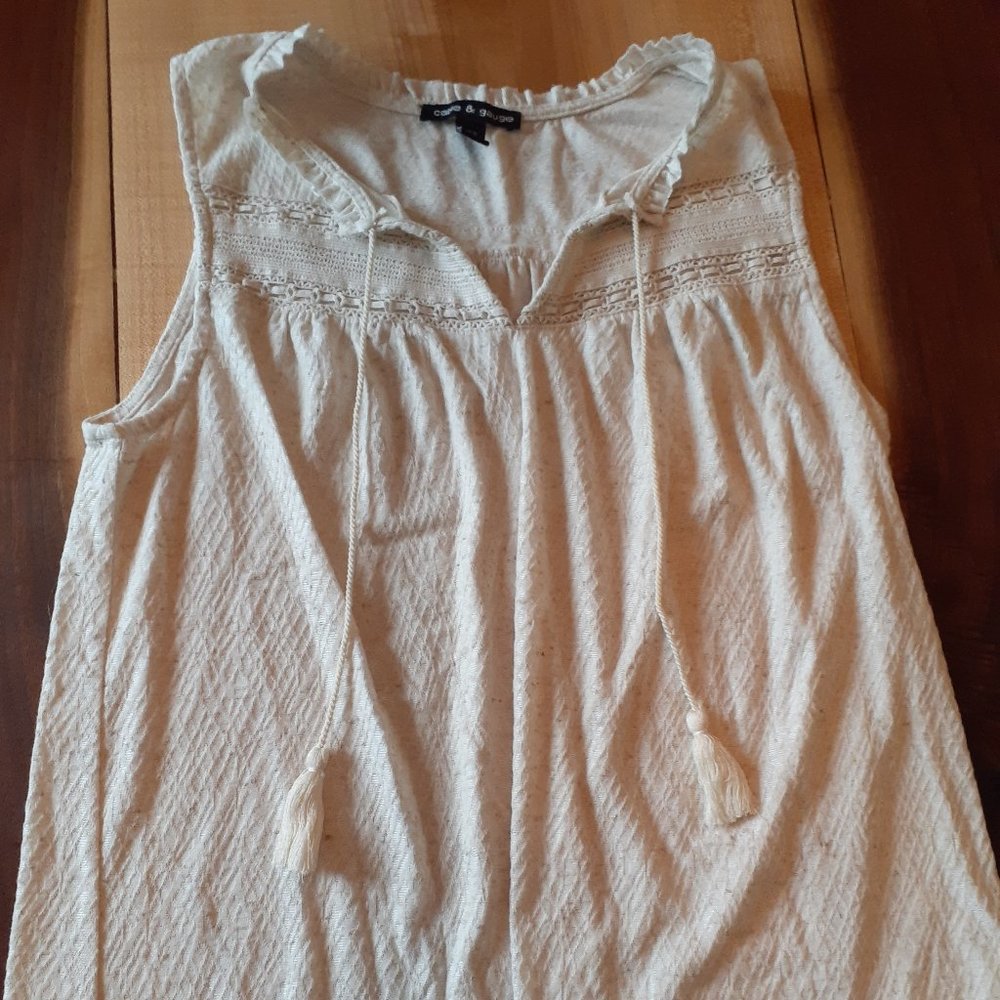 Off white crochet detail tank top size large